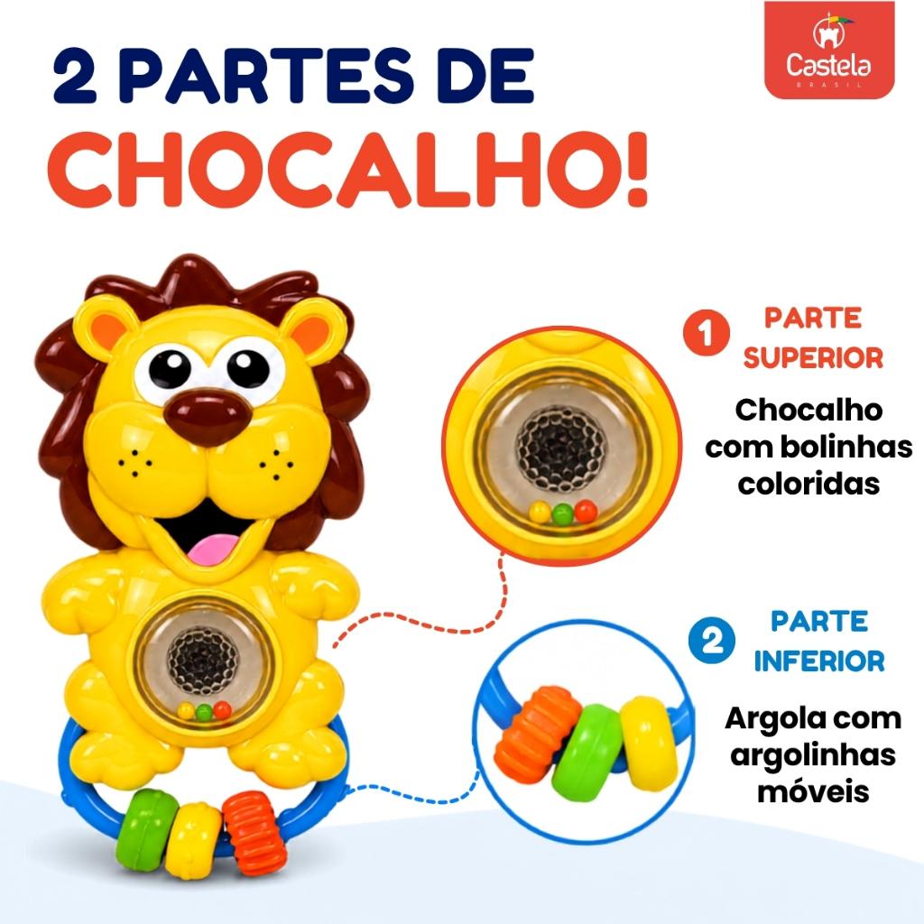 Chocalho Mordedor Infantil Leãozinho Com Som E Luz - Castela