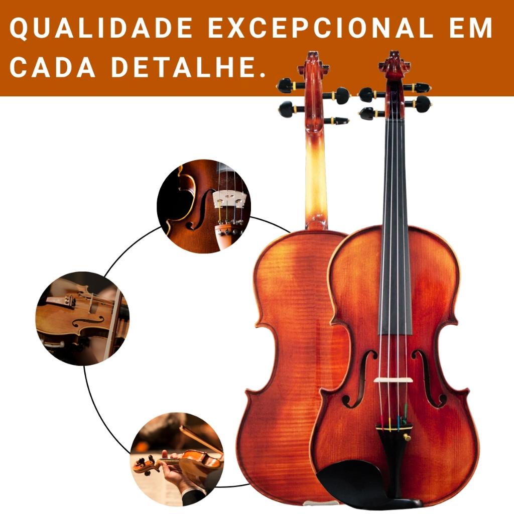 Kit Violino 4/4 Bravo Vs44 Estudante Iniciante Estojo Estante Afinador