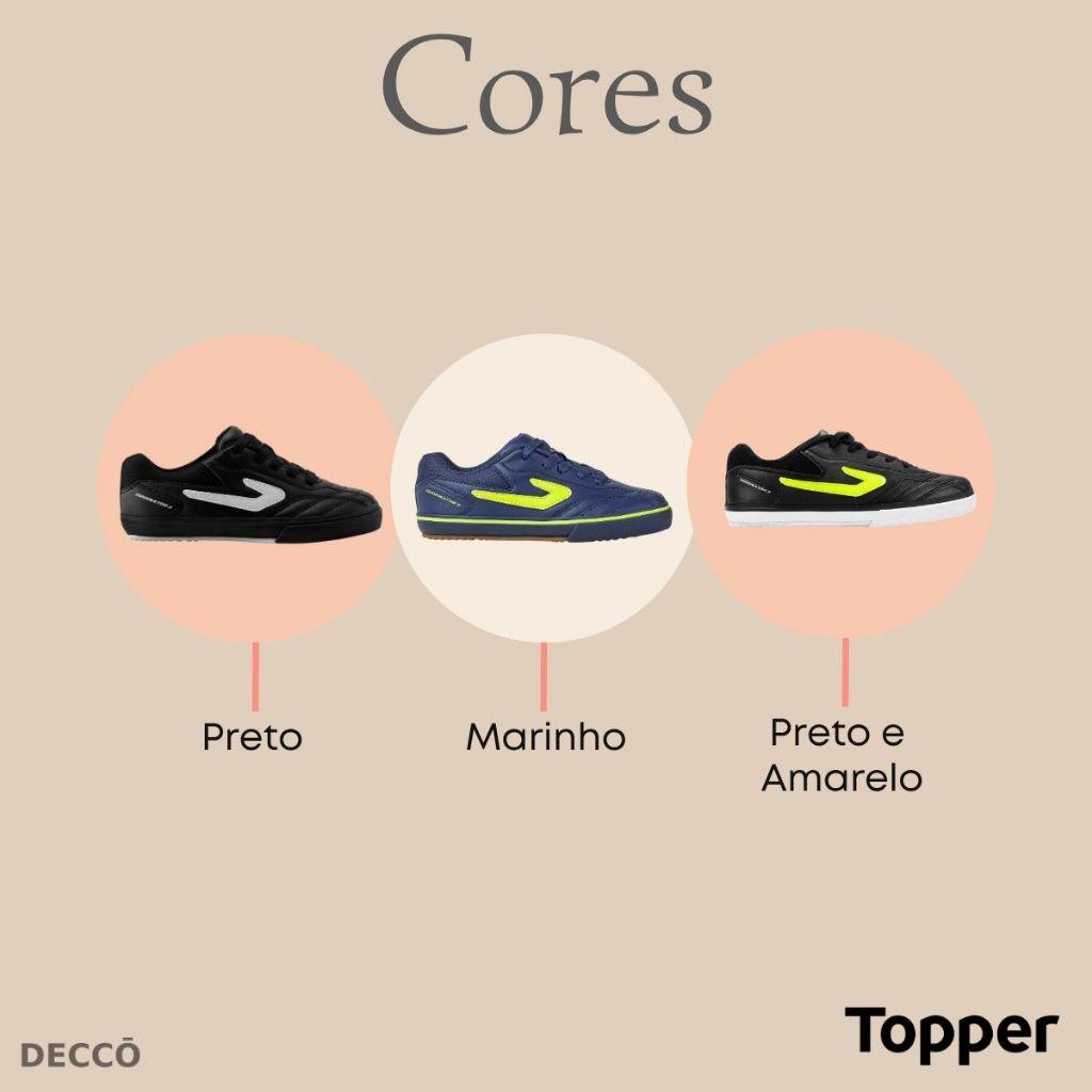 Chuteira Futsal Infantil Topper Dominator Menino Cadarço Solado Borracha Confortável