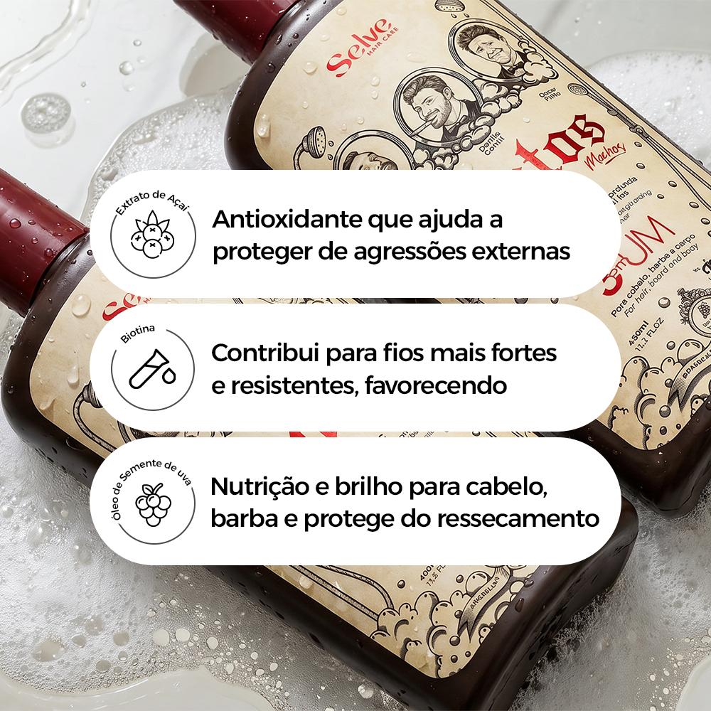 Shampoo Masculino 3 Em 1 Limpa E Fortalece Putos Machos