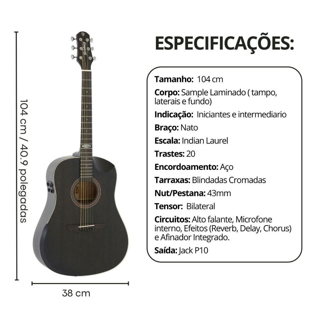 Kit Violão Strinberg Folk Elétrico Sd301hcr Galaxy + Acessórios