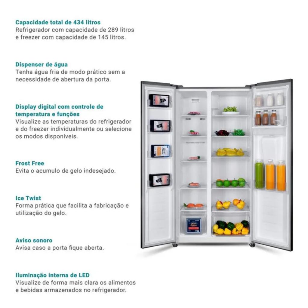 Refrigerador E Geladeira 434L Philco Eco Inverter Side By Side 127V