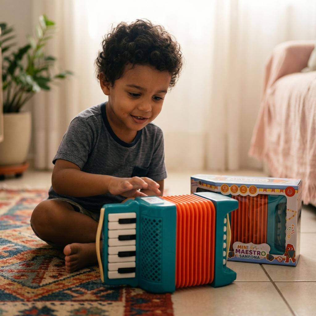 Sanfona Infantil Musical Com Sons + 40 Músicas Educativas Interativa Criatividade Brinquedo