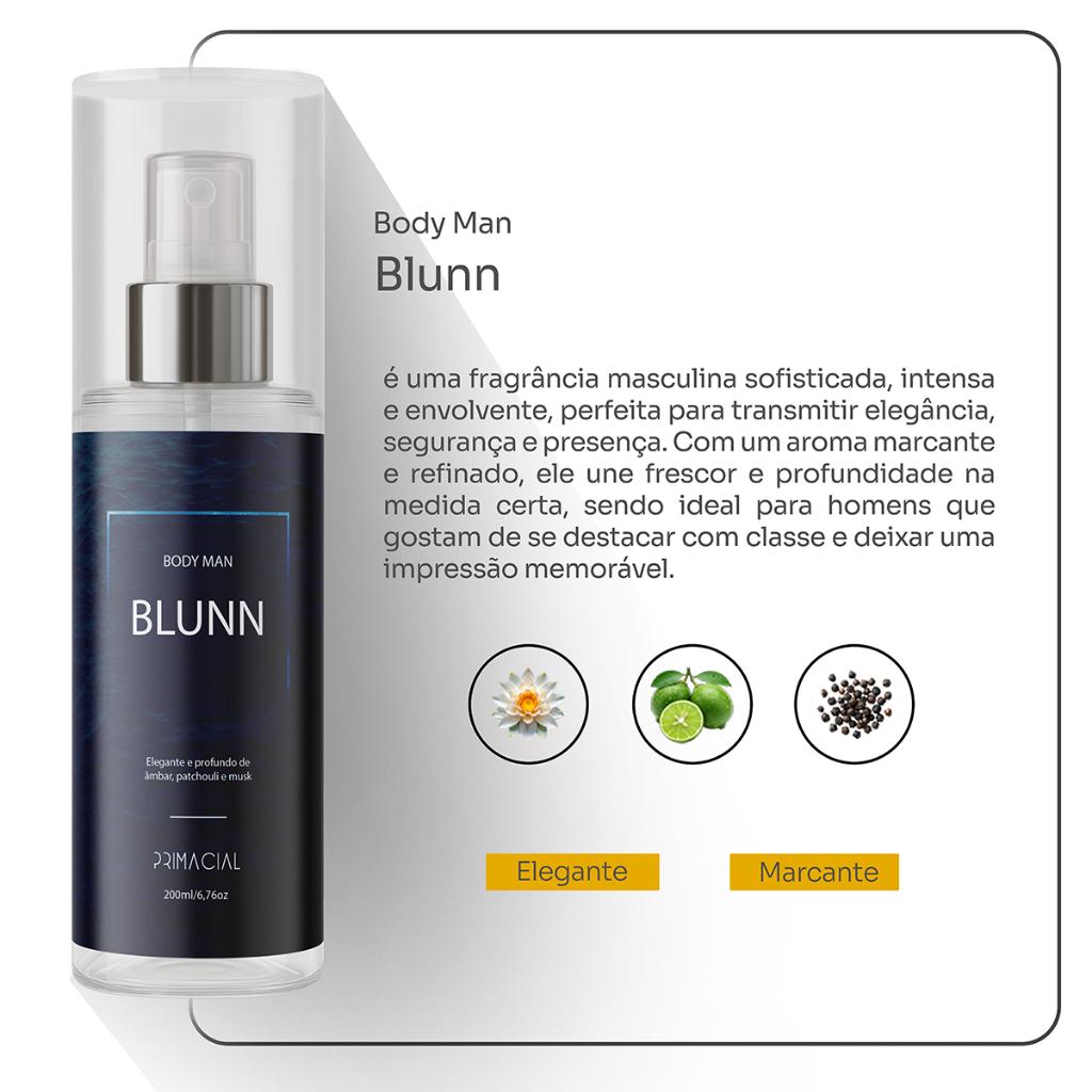 Kit Body Splash Masculino Vibration + Blunn + Infalível Fero 200ml - Perfume Cítrico Amadeirado Aquático