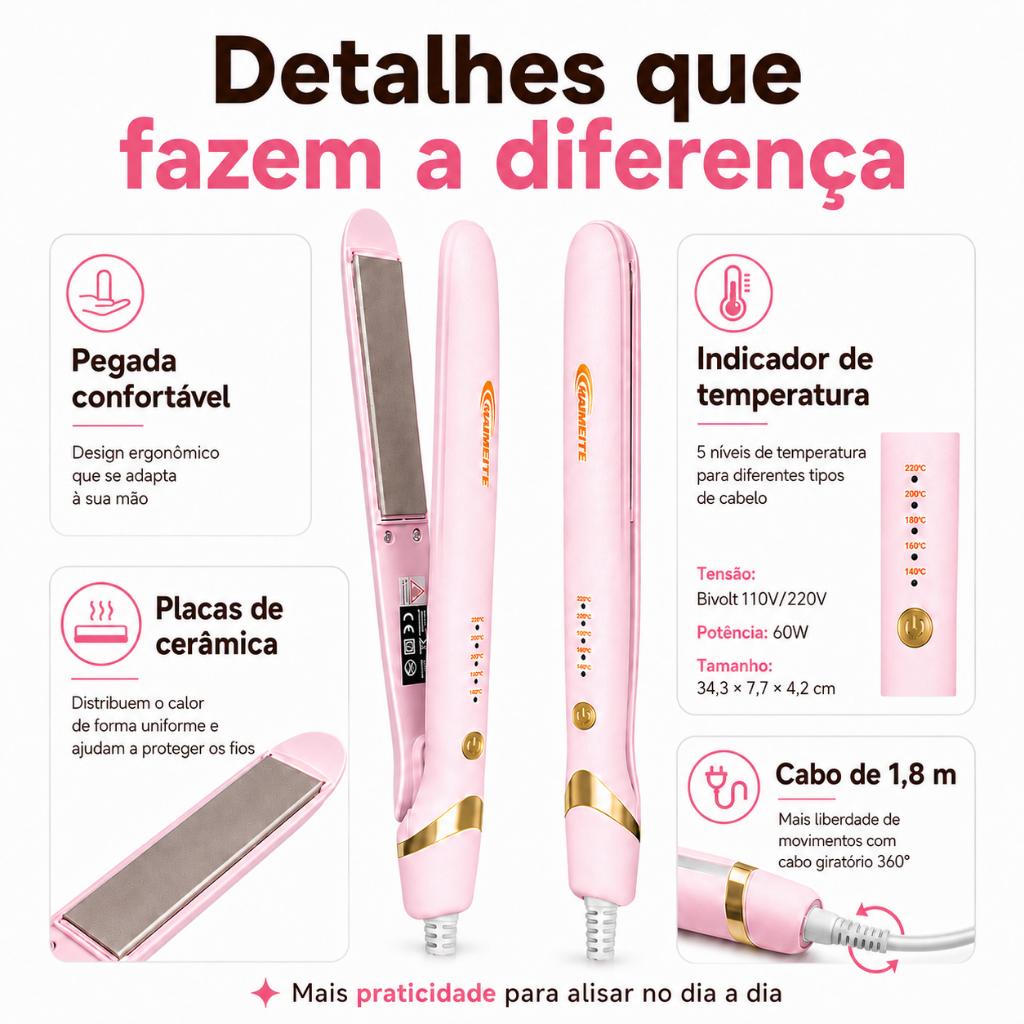Maimeite Chapinha Profissional 2 Em 1 Alisador E Modelador De Cachos Cerâmica Bivolt 110v/220v