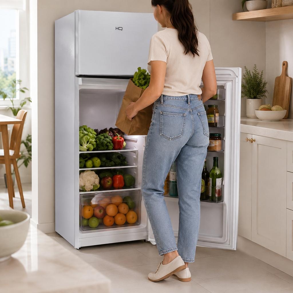 Geladeira Duplex 230 Litros Hq Branca 2 Portas Degelo Manual Freezer 45 L Baixo Consumo Hq-230rdfs