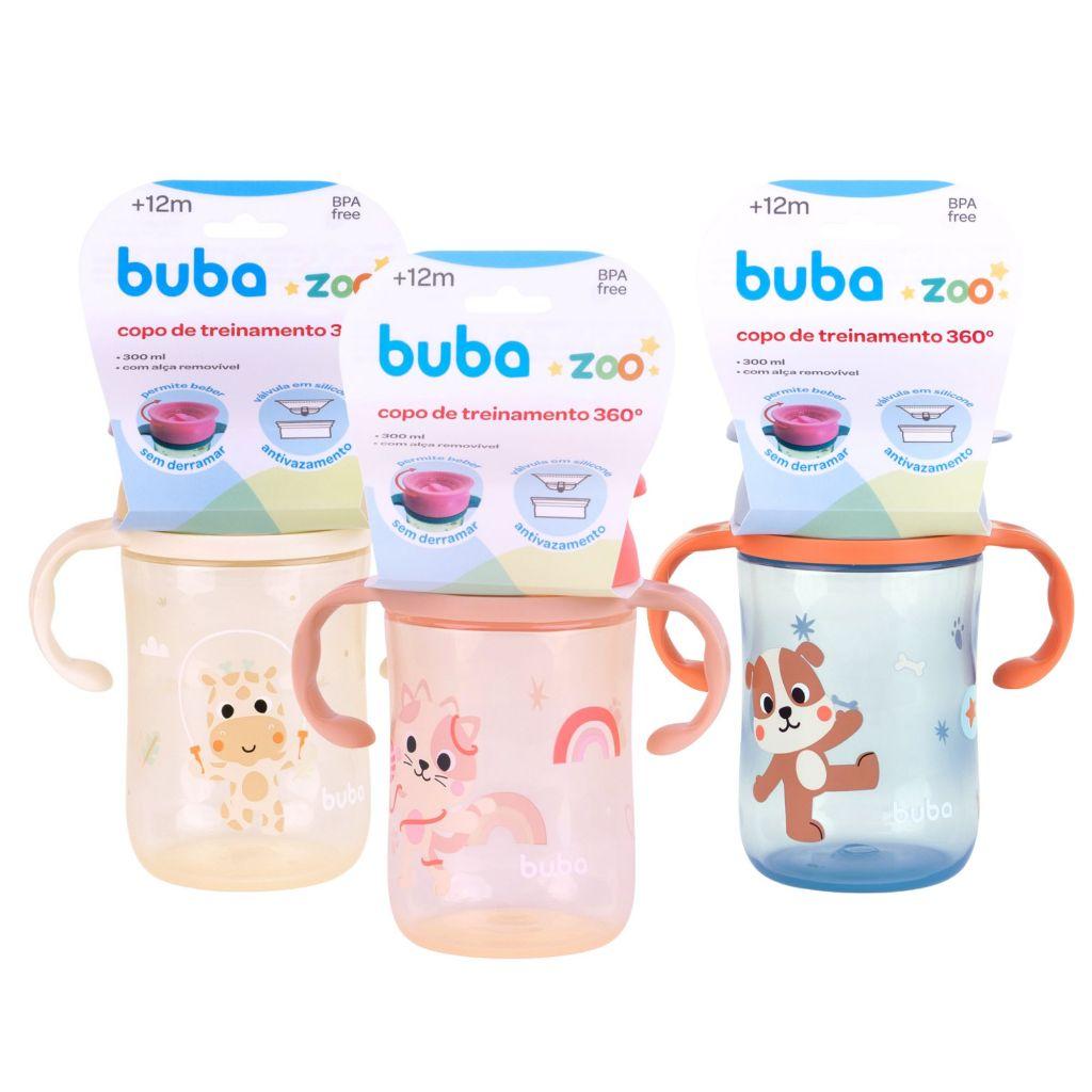 Copo Treinamento Com Alça E Canudo 240ml Em Silicone Magic/Zoo 6m+ Buba