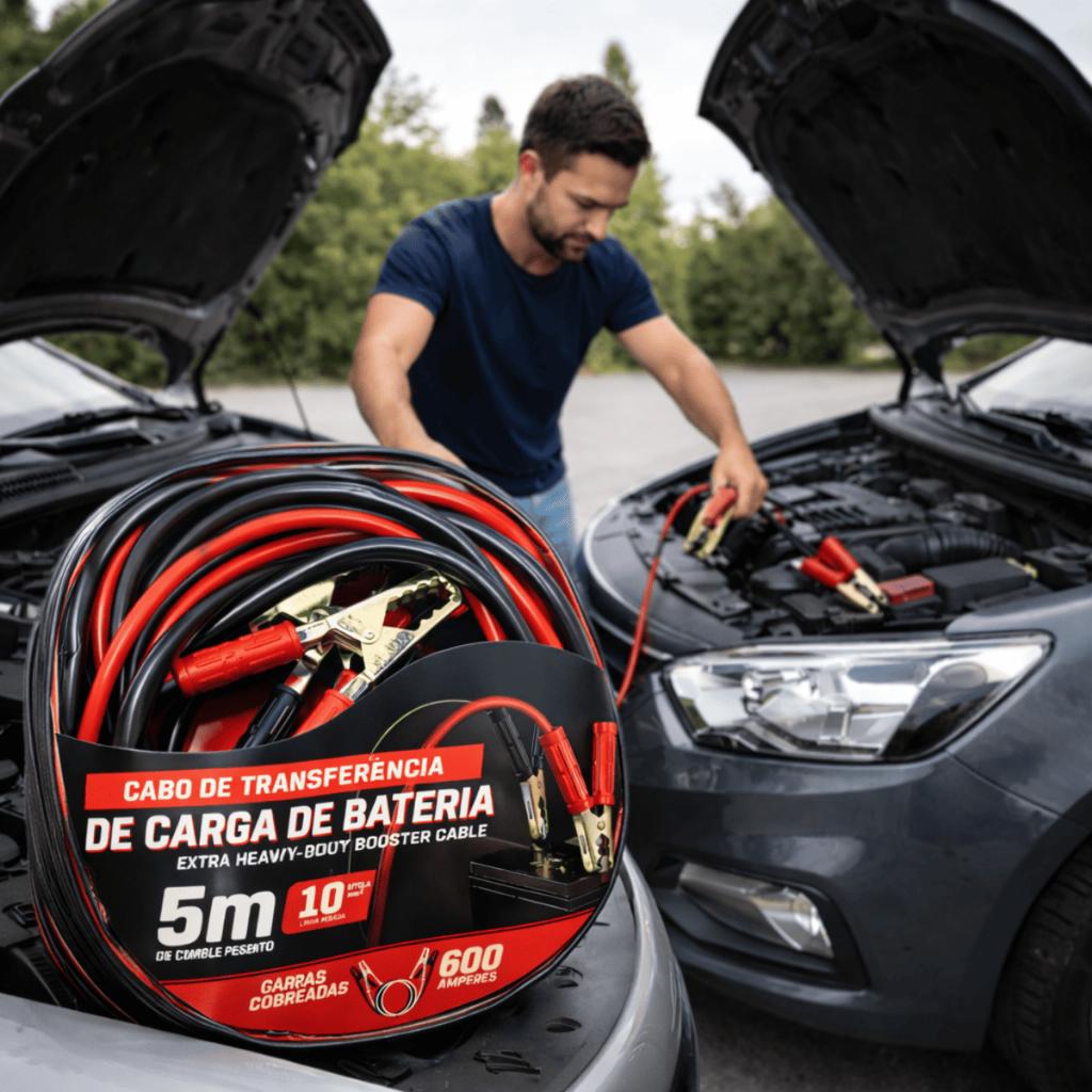 Cabo Chupeta Energia Bateria Carro Moto Caminhão Van Ônibus 5 Metros 600 Amperes 10MM