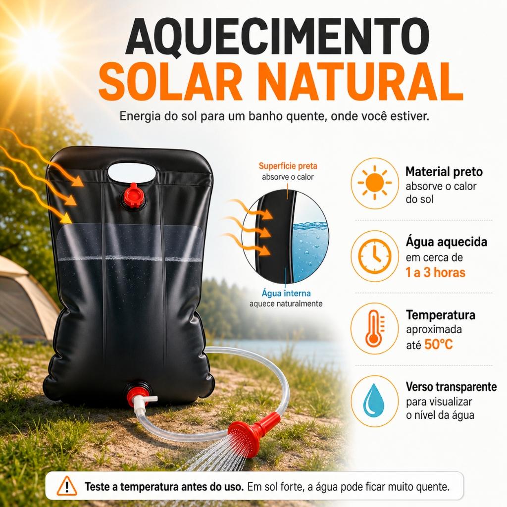 Chuveiro Ducha Portátil 20 Litros Lorben Camping Acampamento Aquecimento Solar Água Quente Ou Fria