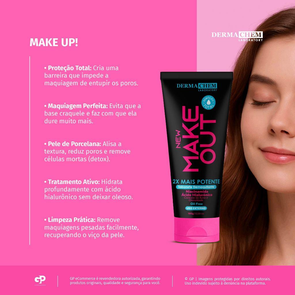 Sabonete Demaquilante New Make Out 100ml Niacinamida E Ácido Hialurônico Dermachem