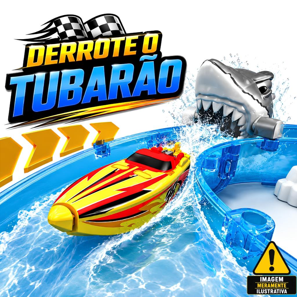 Desafio Ataque Do Tubarão Brinquedo Com Super Lanchas Micro Boats Castela