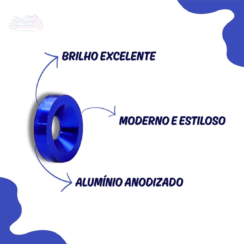 Kit Com 10 Parafusos E Arruelas Anodizada M6 Tuning Para Carro E Moto