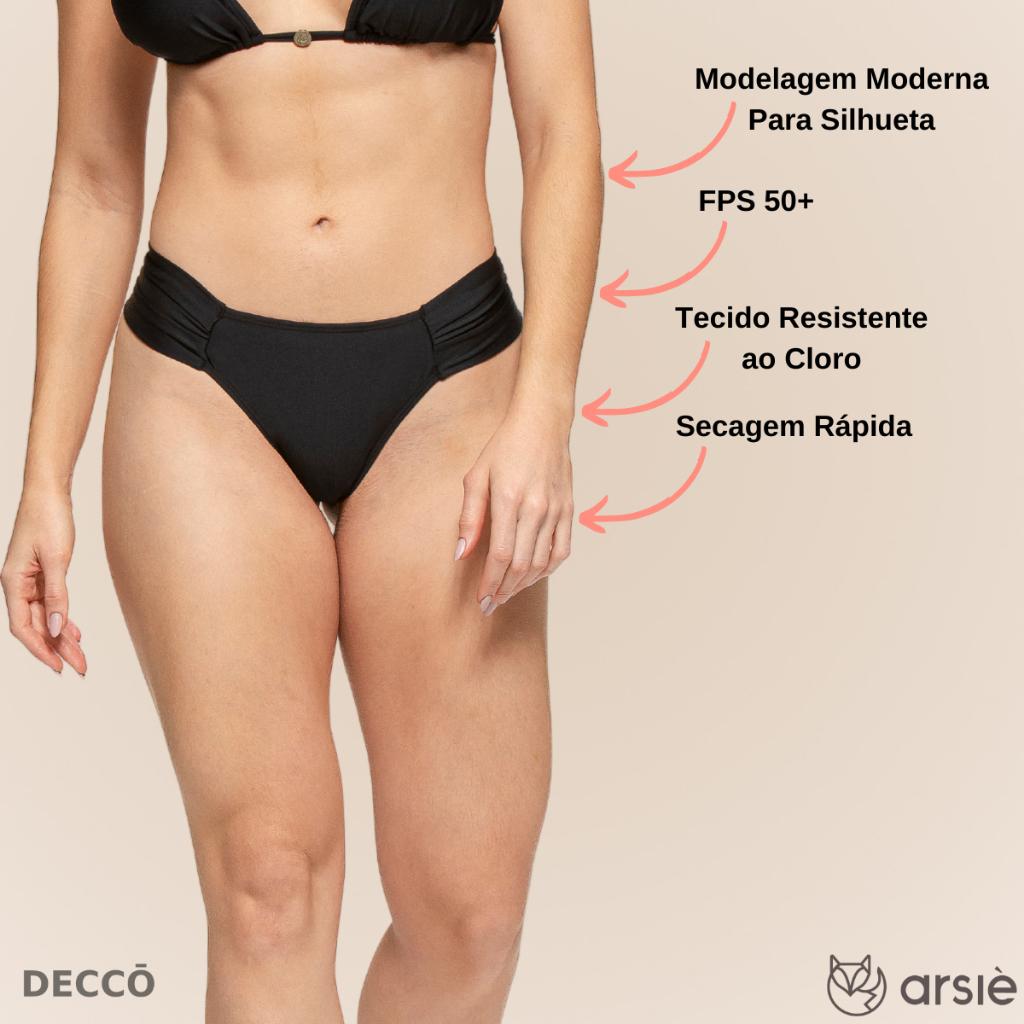 Calcinha Biquíni Arsiè Modelo Fio Drapeado Na Lateral Cós Alto Moda Praia Clássica Verão Fpu 50