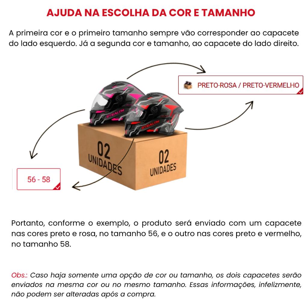 Kit 2 Capacete Fechado PRO Tork Stealth Hawk Masculino Feminino