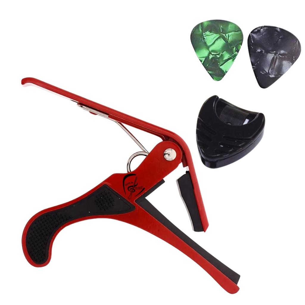 Capotraste Pestana Braçadeira Violão Guitarra Ukulele + Porta Palhetas+ 2 Palhetas Vl