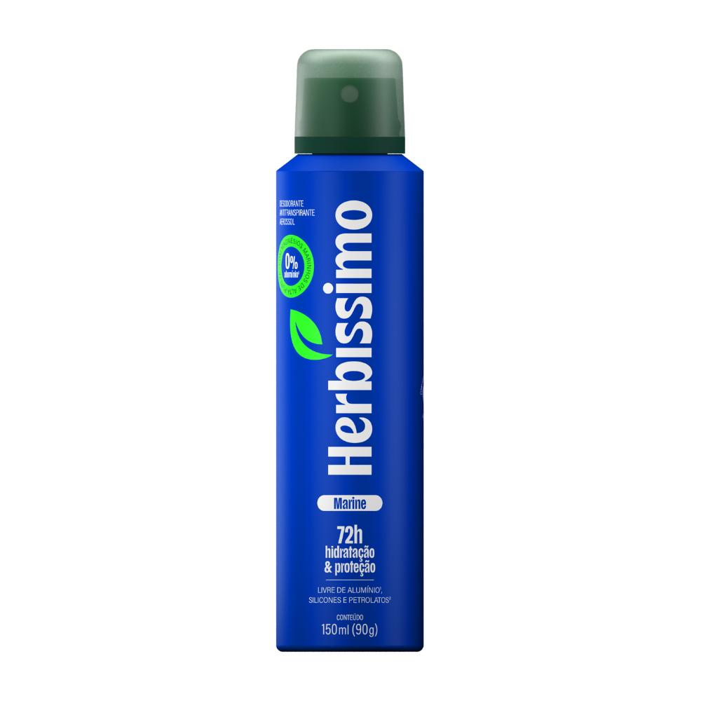 Desodorante Antitranspirante Aerossol Zero Alumínio Herbíssimo Marine 150ml Masculino