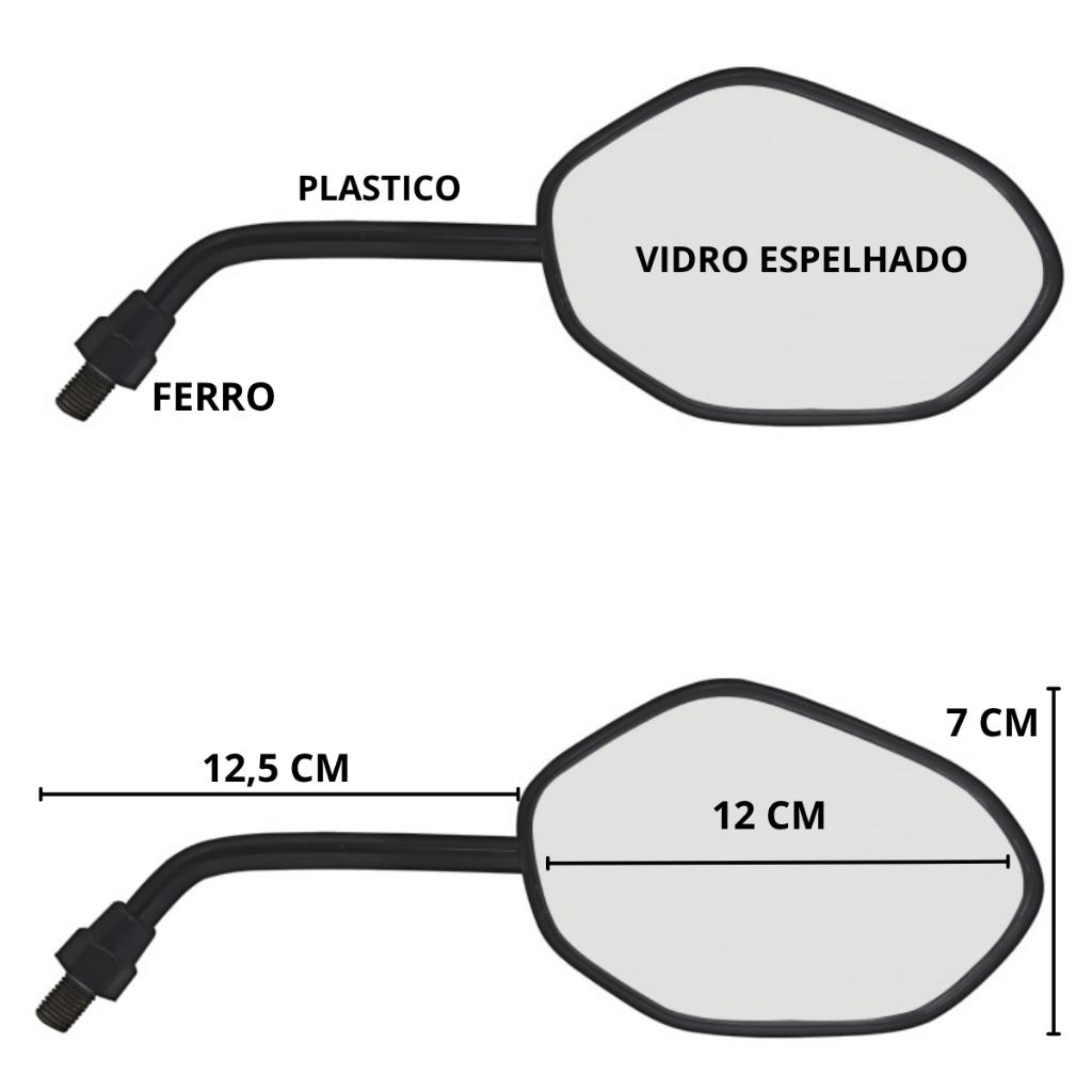 Par De Espelho Retrovisor Original Mini Haste Curta Honda Moto Cg Titan Fan Cargo Awa Mix Flex 125 150 160 Rosca M10