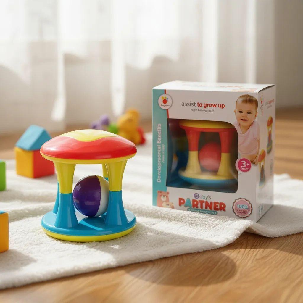 Chocalho Torre Chocalho Com Bolinha Colorida Bebe Criança Infantil Educativa Pedagógica Sensorial