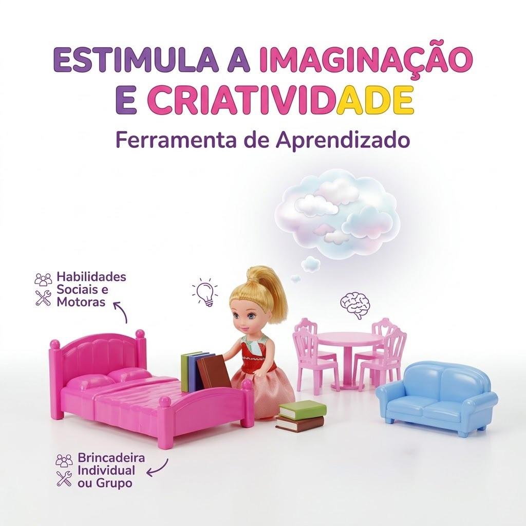 Castelo Casa De Boneca Dos Sonos Princesa 120 Peças 2 Andares Escorregador Menina Infantil Kizumba