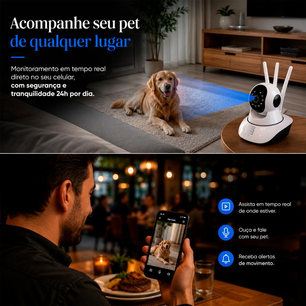 Babá Eletronica 3 Antenas Wifi Segurança 360 Visão Noturna
