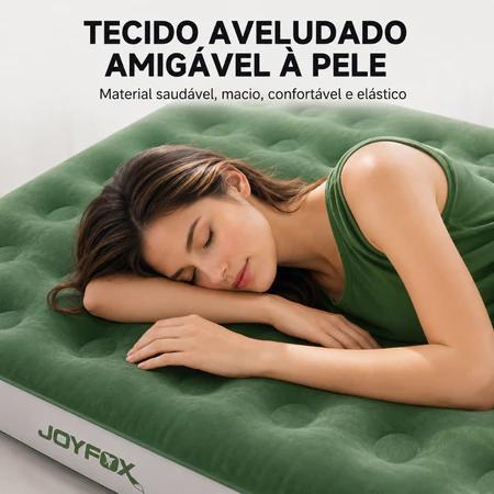 Colchão Inflável Joyfox Solteiro Com Bomba Elétrica Sem Fio Usb-c 2 Travesseiros Superfície Aveludada 186x96x25cm