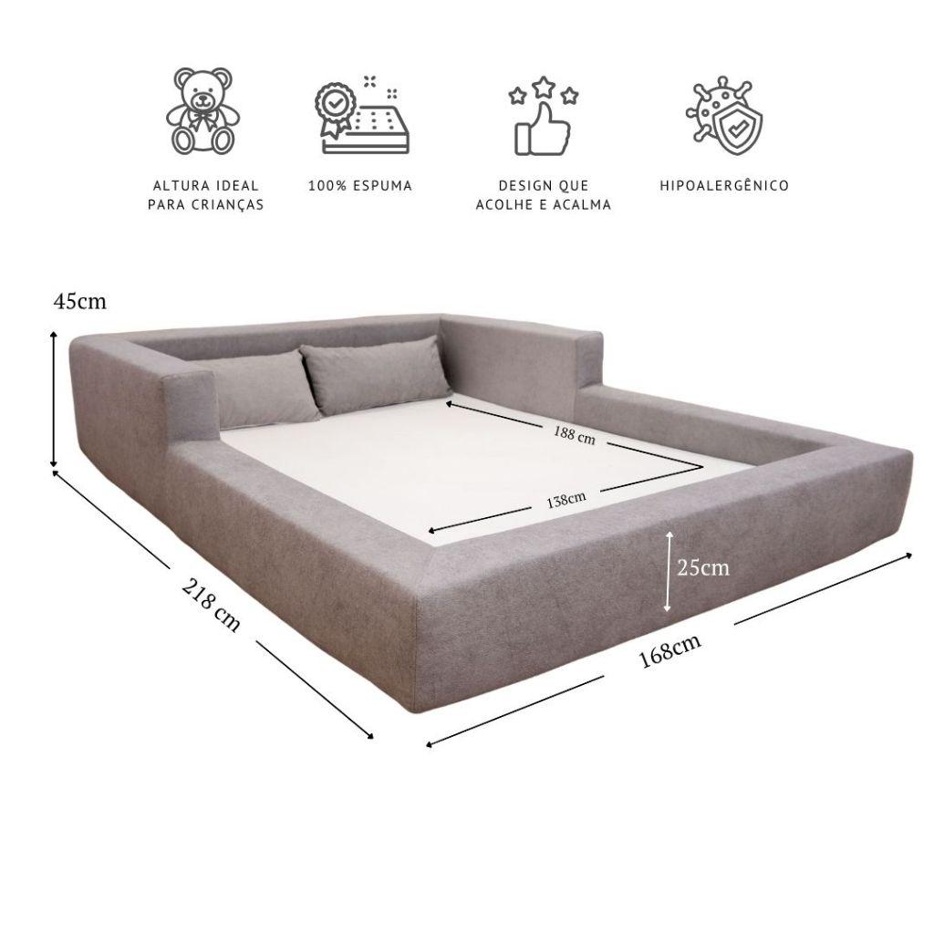 Cama Montessoriana Casal Aconchego 100 Espuma Cinza Keiko