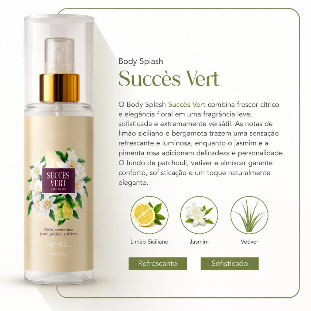 Kit 6 Body Splash Feminino Inverse + Aura + Lavine Exclusif + Hypnotique Opnos + Succès Vert + J Veux 200ml Primacial