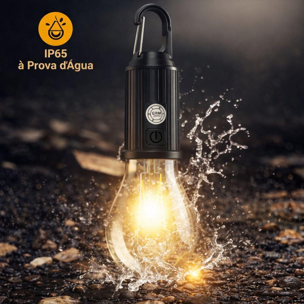 Lâmpada LED Acampamento Lanterna USB Para Pesca Sos Ar Livre Com Gancho Preto