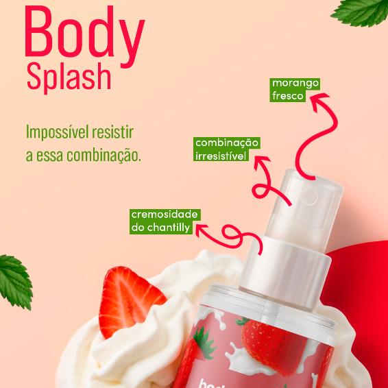 Body Splash Feminino Morango Com Chantilly 100ml - Primacial Perfume Frutado