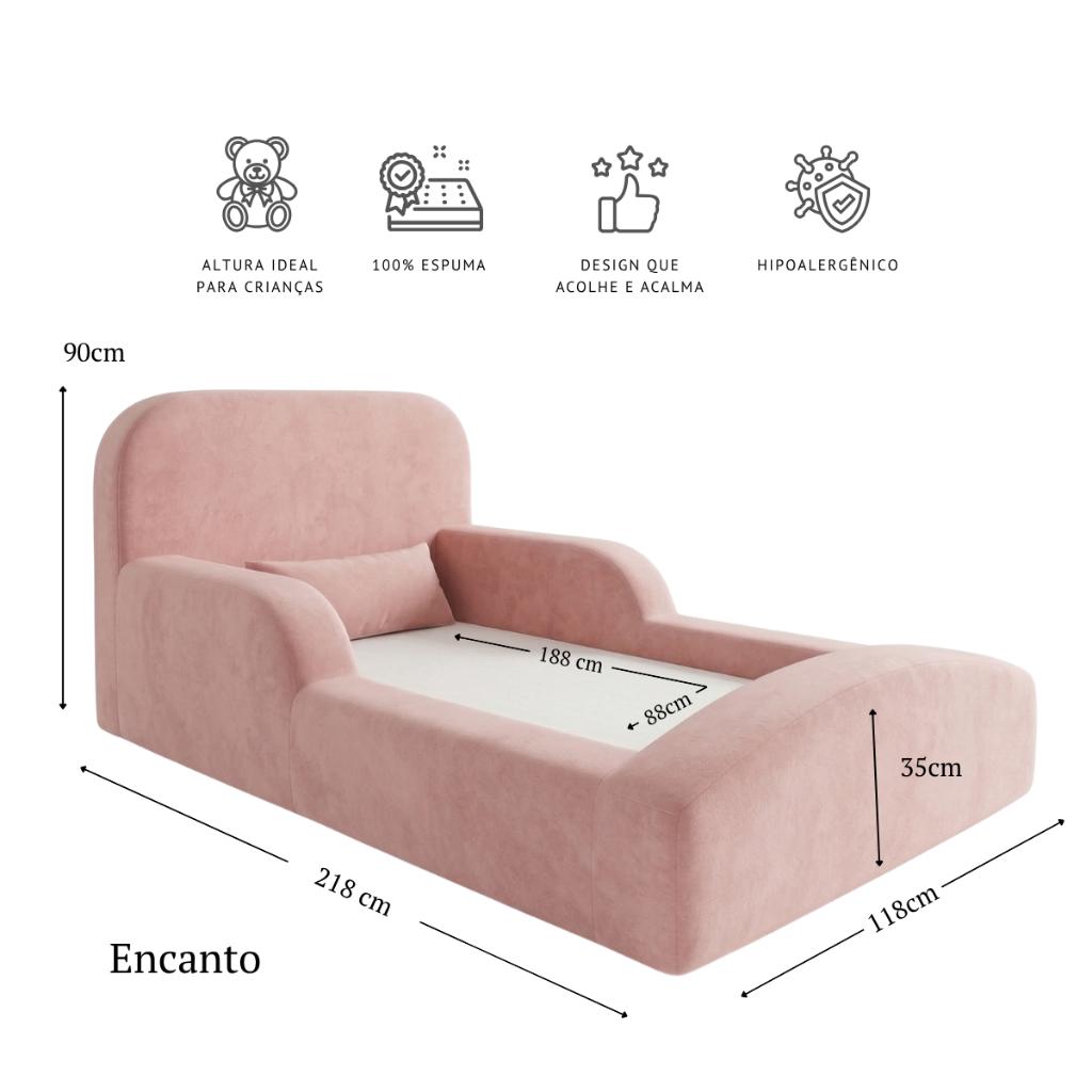 Cama Montessoriana Solteiro Encanto 100 Espuma Rosa Keiko
