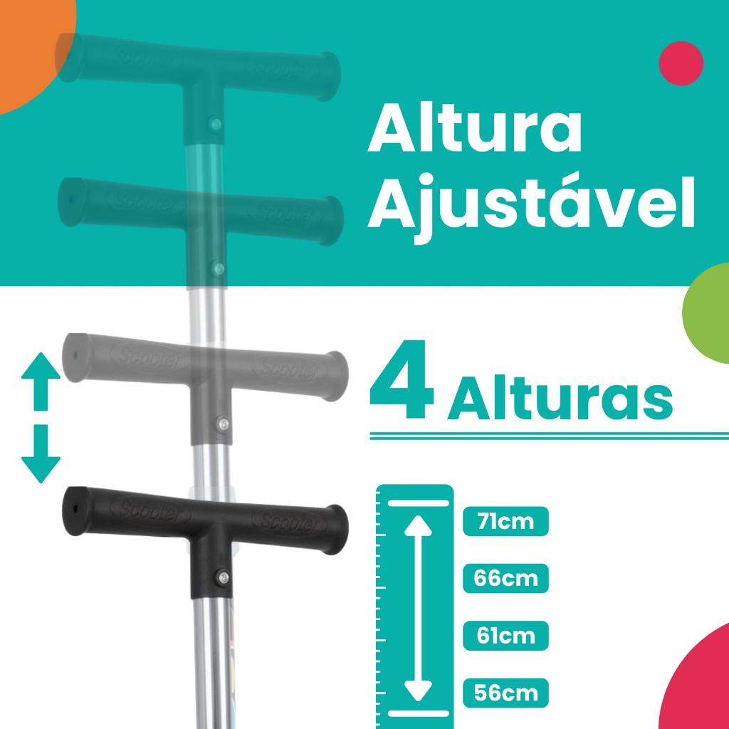 Patinete Infantil 3 Rodas Com LED Luzes Dobrável Ajustável Menino Menina