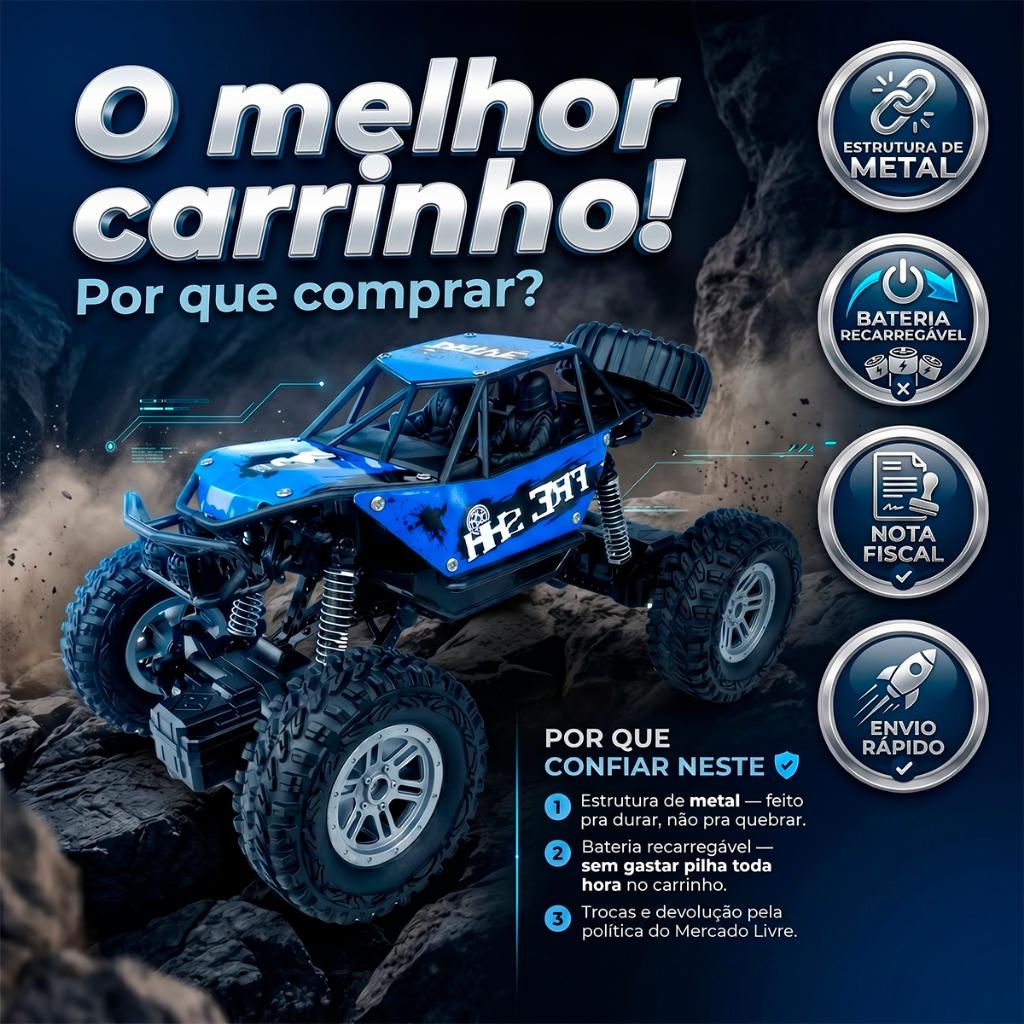 Carrinho Controle Remoto Recarregável 4x4 Off Road Recarregável USB 1 18 Brinquedo Infantil Menino