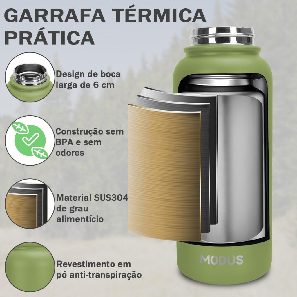 Modus Garrafa Térmica Com Bolsa Tática 1000ml Para Camping Trilha Pesca Academia Viagem