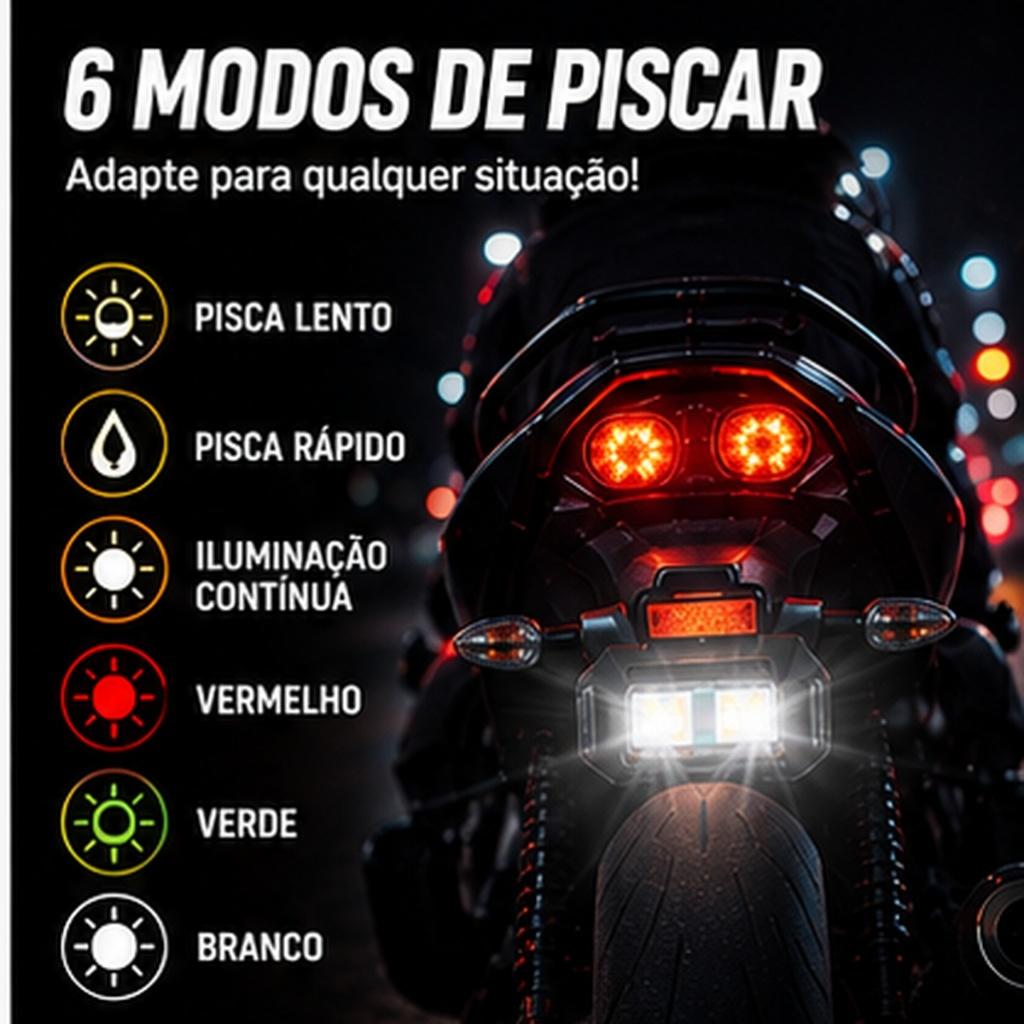 Strobo LED Automotivo Sinalizador Para Bicicleta Moto LED 7 Cores Recarrevel USB