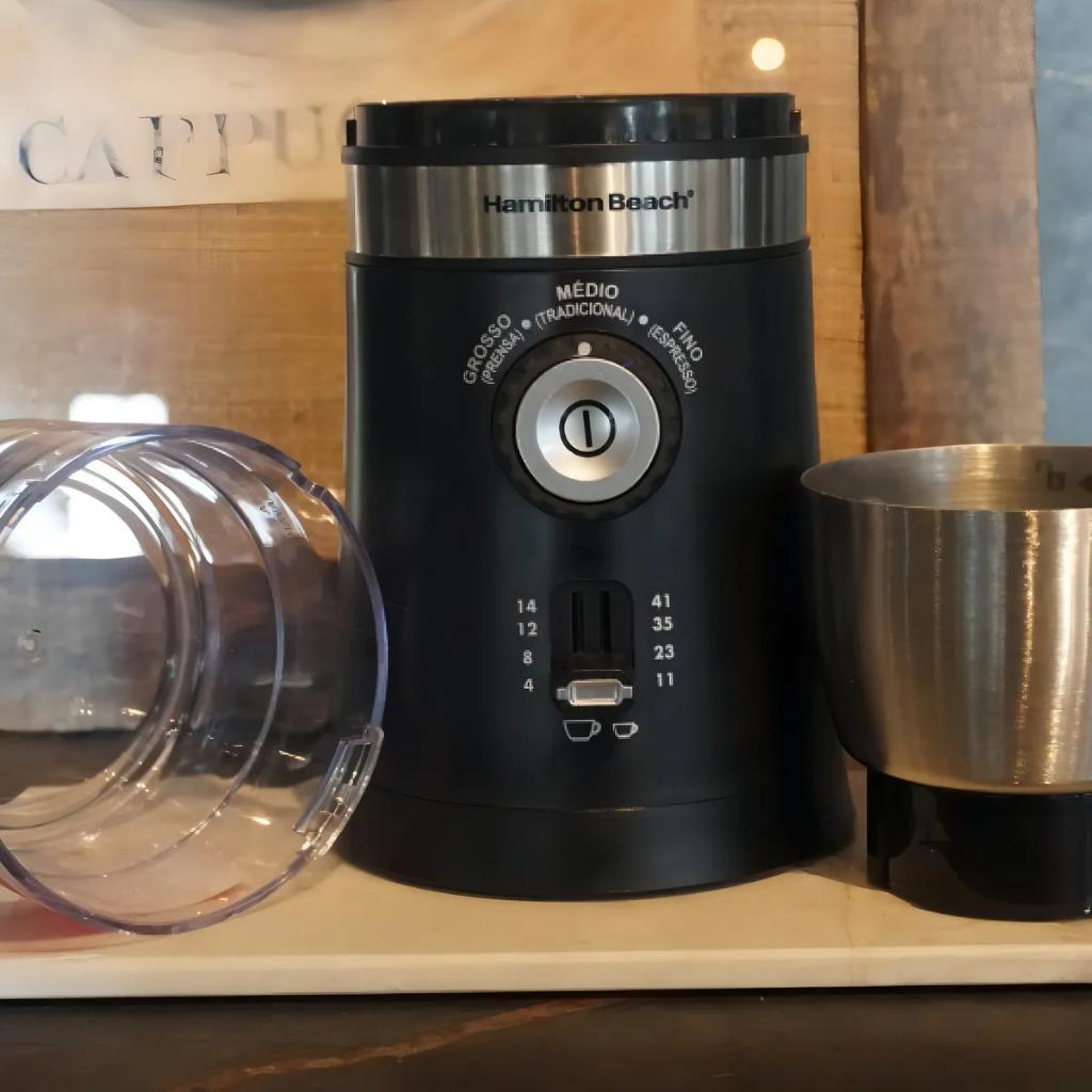 Moedor Moinho Automático Ajustável Com Controle De Granulação Triturador Grãos Café Cuba Removível Hamilton Beach