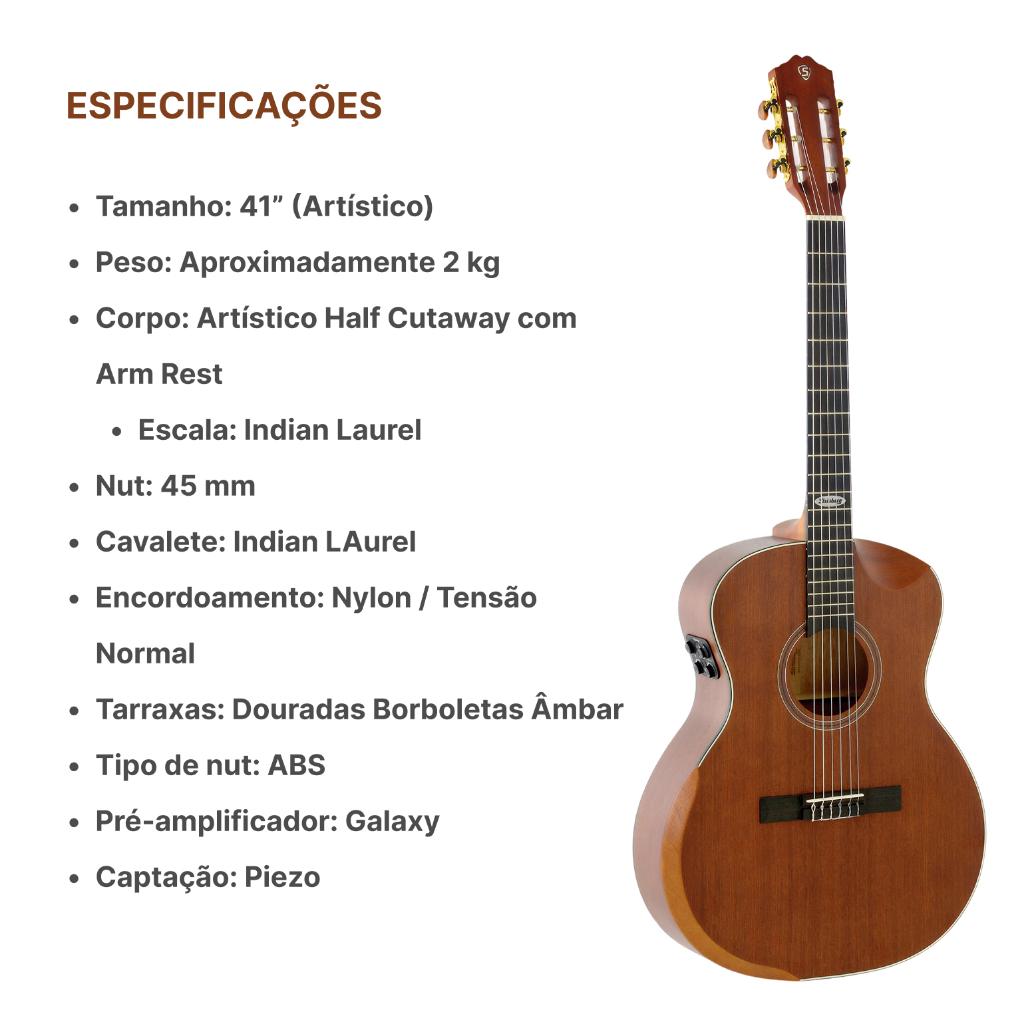 Violao Nylon Eletrico Sc301hcr Mgs + Capa E Acessorios