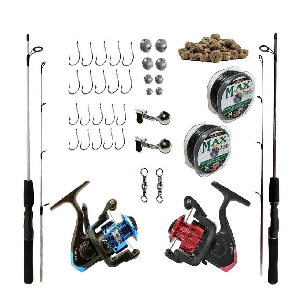Artigos De Pesca Pescaria Completa 2 Vara 1m 10kg Molinete