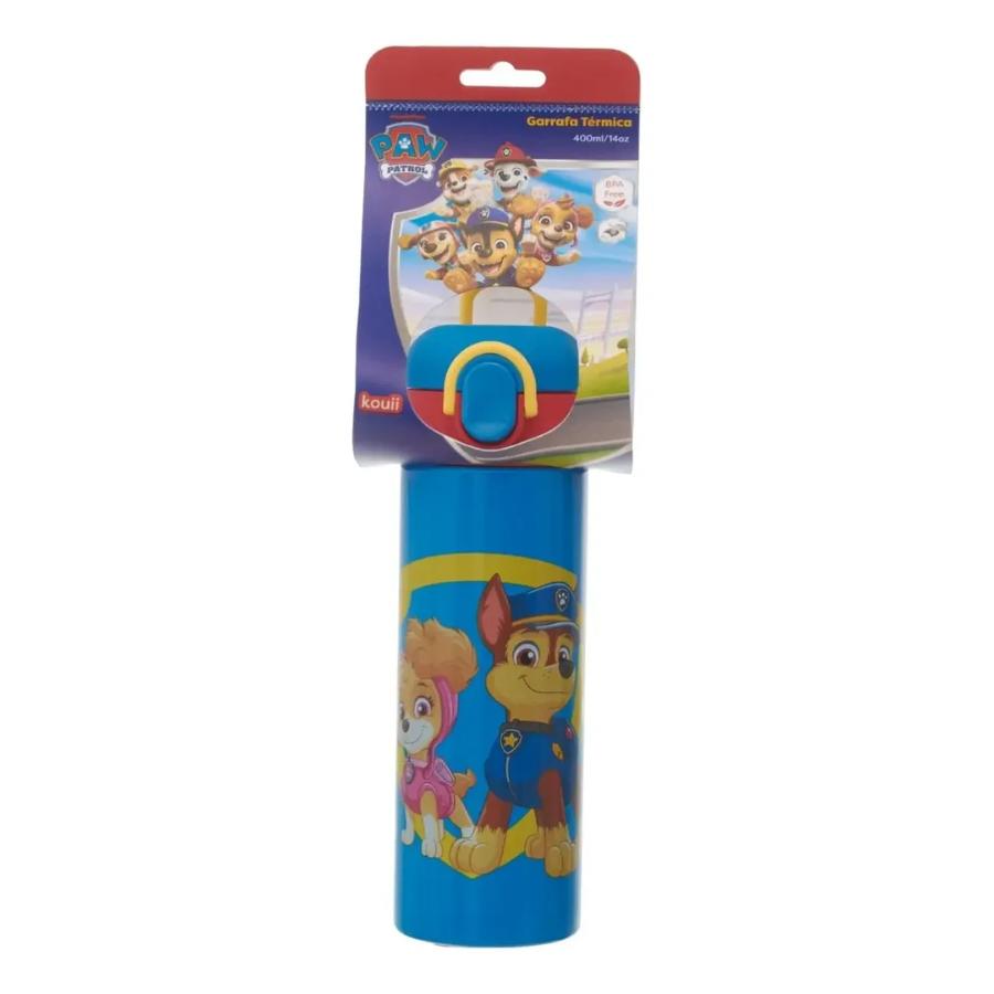 Garrafa Térmica Aço Inox 400ml Turma Da Patrulha Canina Com Canudo De Silicone Original - Pacific