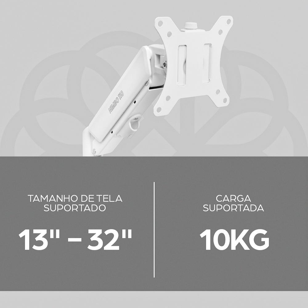 Suporte Articulado Para Monitor 13 A 32 Pistão A Gás Ajustável Zinnia Nimbo 110 Branco