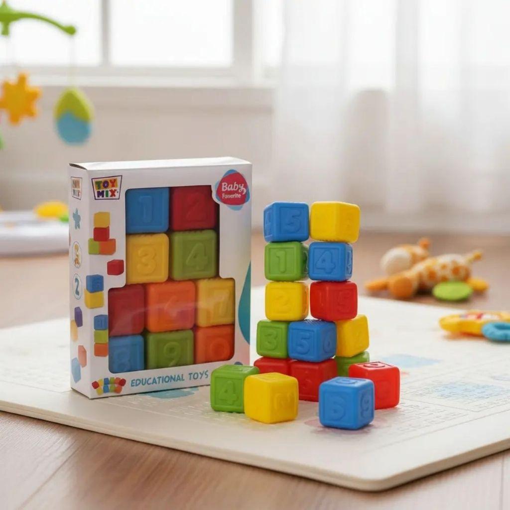 Cubos Coloridos Para Empilhar Macio 10 Peças Brinquedo Educativo De Encaixe Montagem Infantil