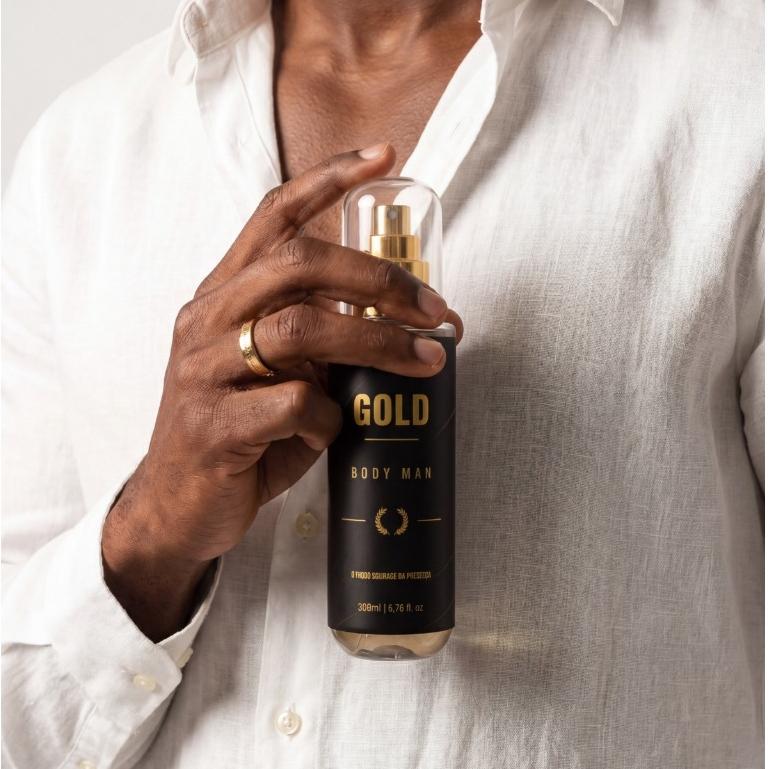 Body Splash Gold Perfume Corporal Masculino 200ml Fragrância Marcante Sedutora Alta Fixação