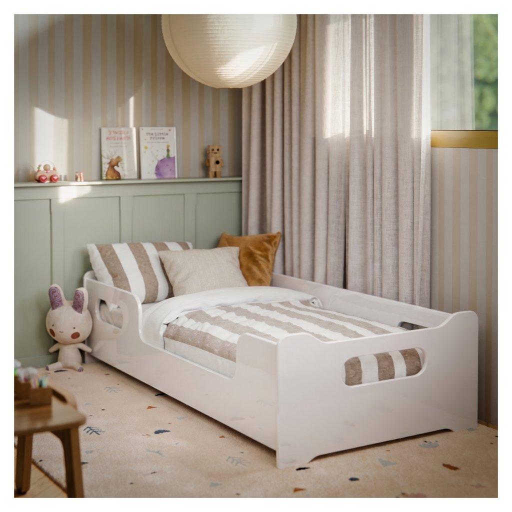 Cama Com Colchão Infantil Montessoriana Baixa Juvenil E Grade De Proteção Para Quarto De Criança Menina Menino Encanto