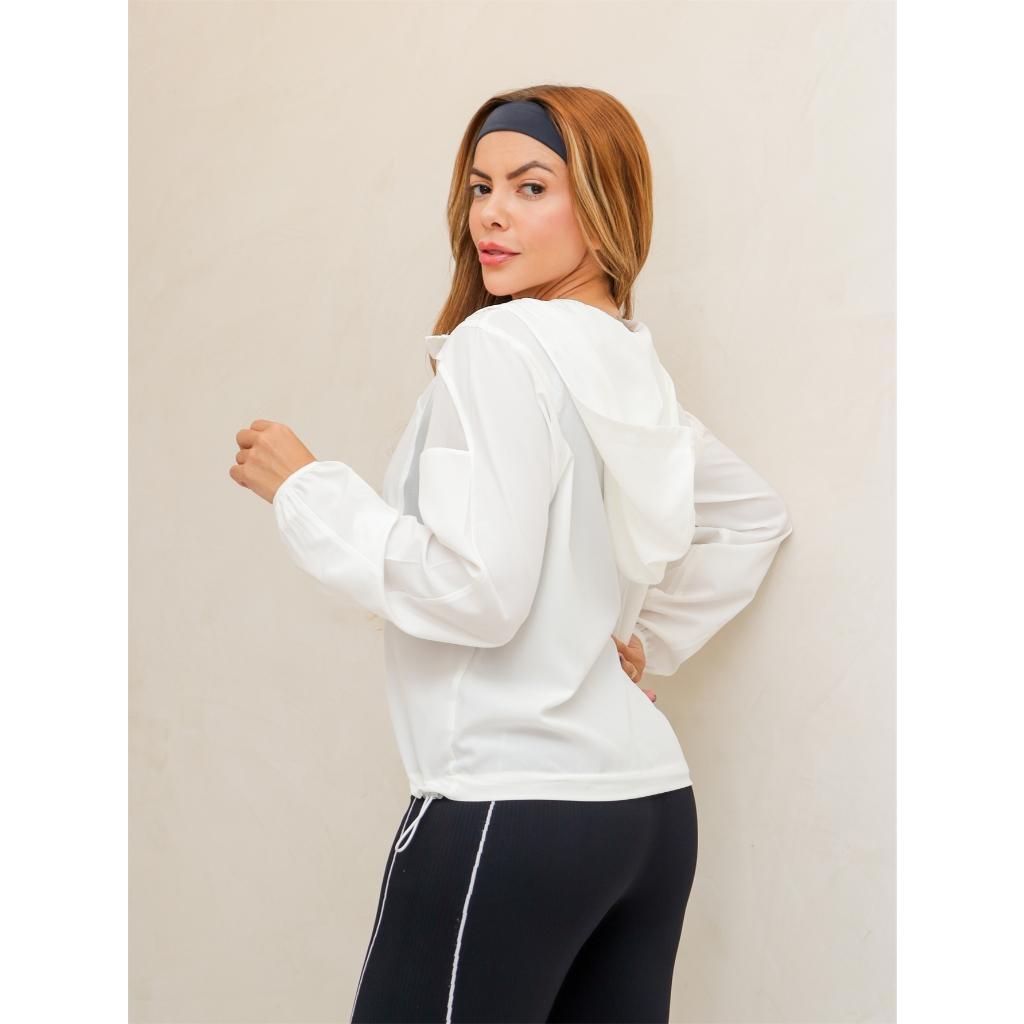 Jaqueta Feminina Esportiva Leve Respirável Com Capuz Corta Vento Academia 3RD