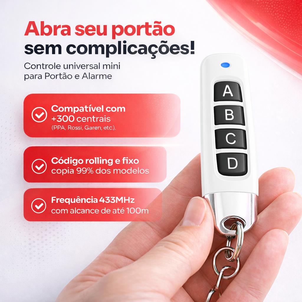 Kit 2 Controle Universal Portão Eletrônico 4 Botões