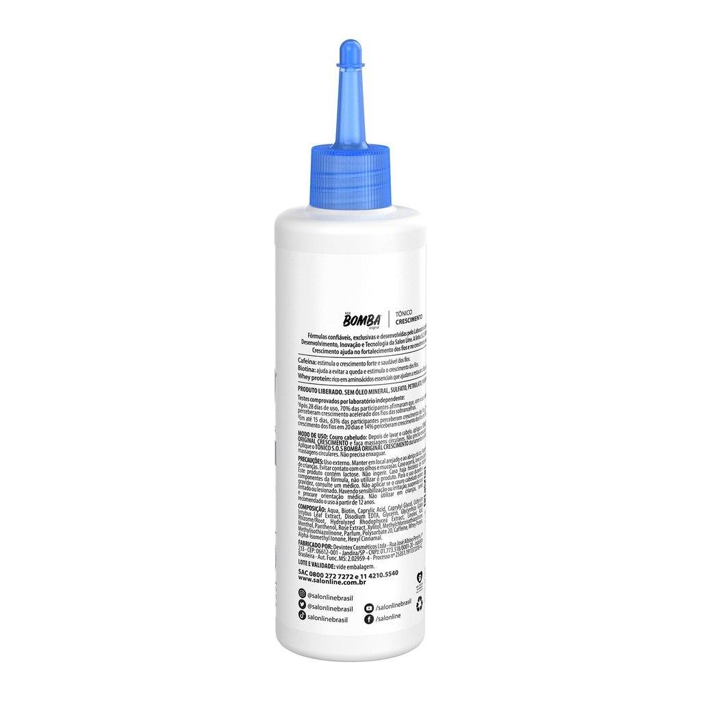 Kit Com Tônico Fortalecedor Crescimento Acelerado + Condicionador + Máscara De Hidratação Sos Bomba Salon Line