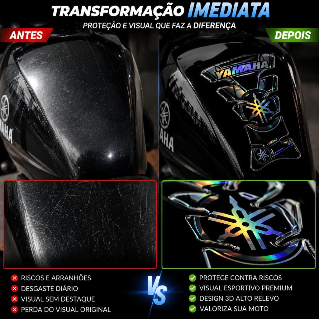 Adesivo Tankpad 3d Protetor De Tanque Resinado Alto Relevo Proteção Universal Moto Honda Yamaha