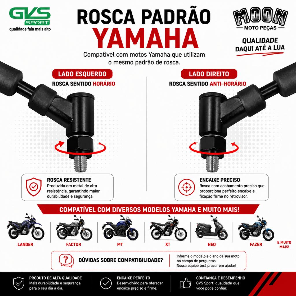 Retrovisor Moto Factor Ybr Fazer Lander Gvs Premium Convexa