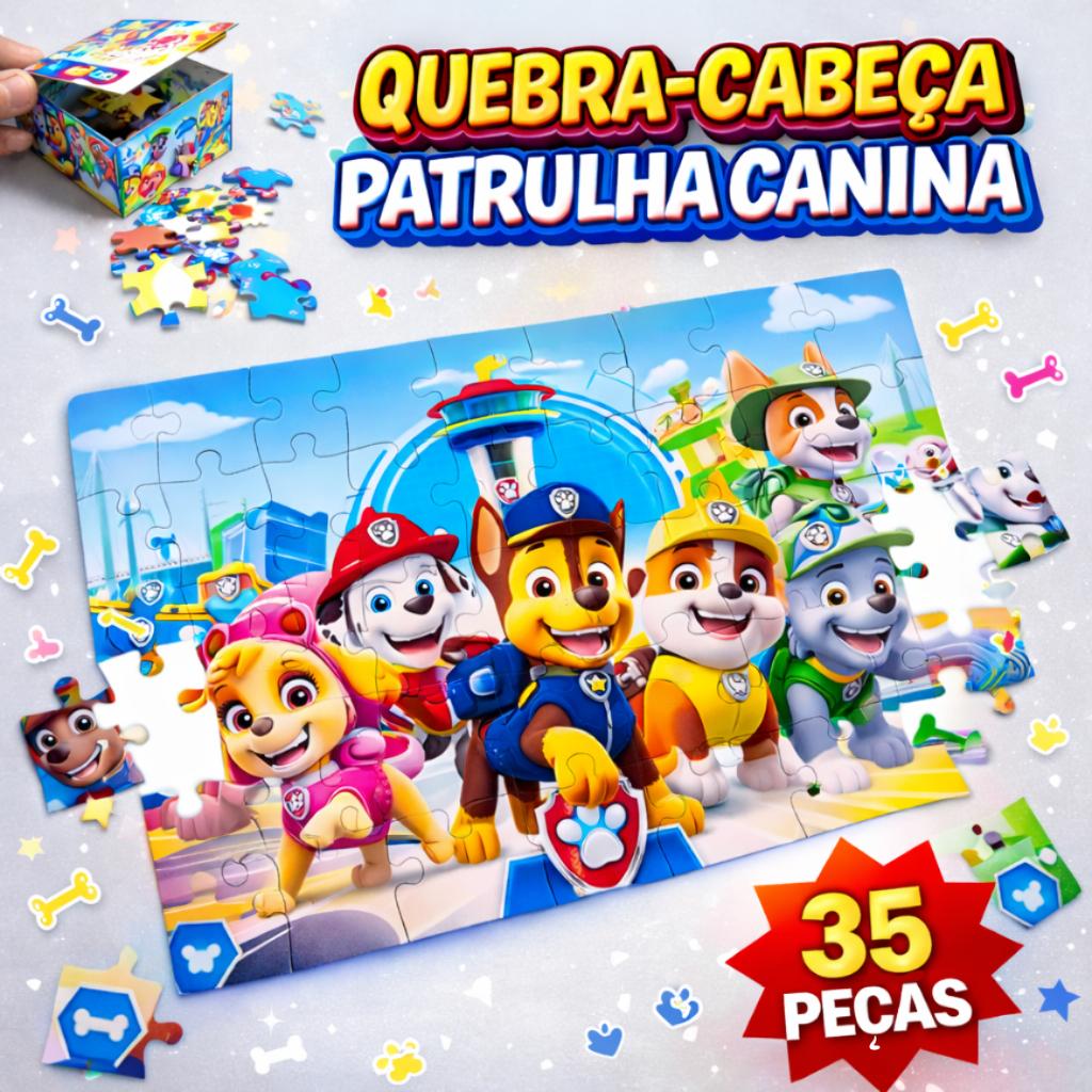 Quebra-cabeça Infantil Patrulha Canina 35 Peças Grandes Mdf Xalingo 1387.6 Brinquedo Jogo Puzzle