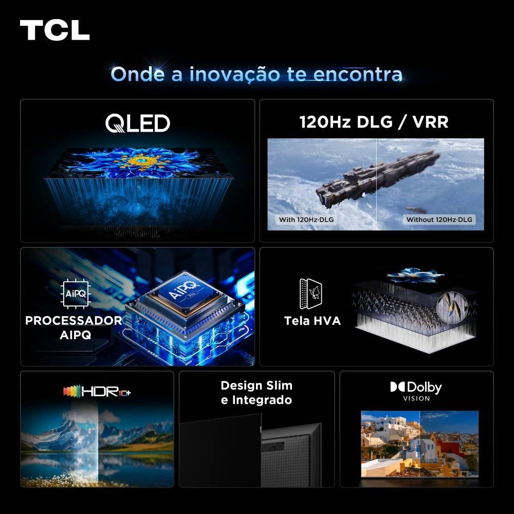 Smart TV Tcl 65 Polegadas Qled 4K P7L Wifi Bluetooth Google TV Hdr10+ 120 Hz Vrr Aipq 65p7l