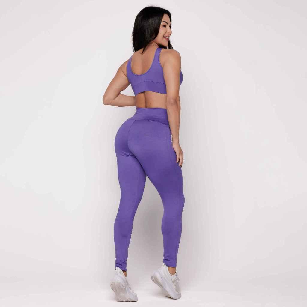 Conjunto Academia Fitness Basic Ii Roxo Treino Bojo Forro Duplo Aqn Sport